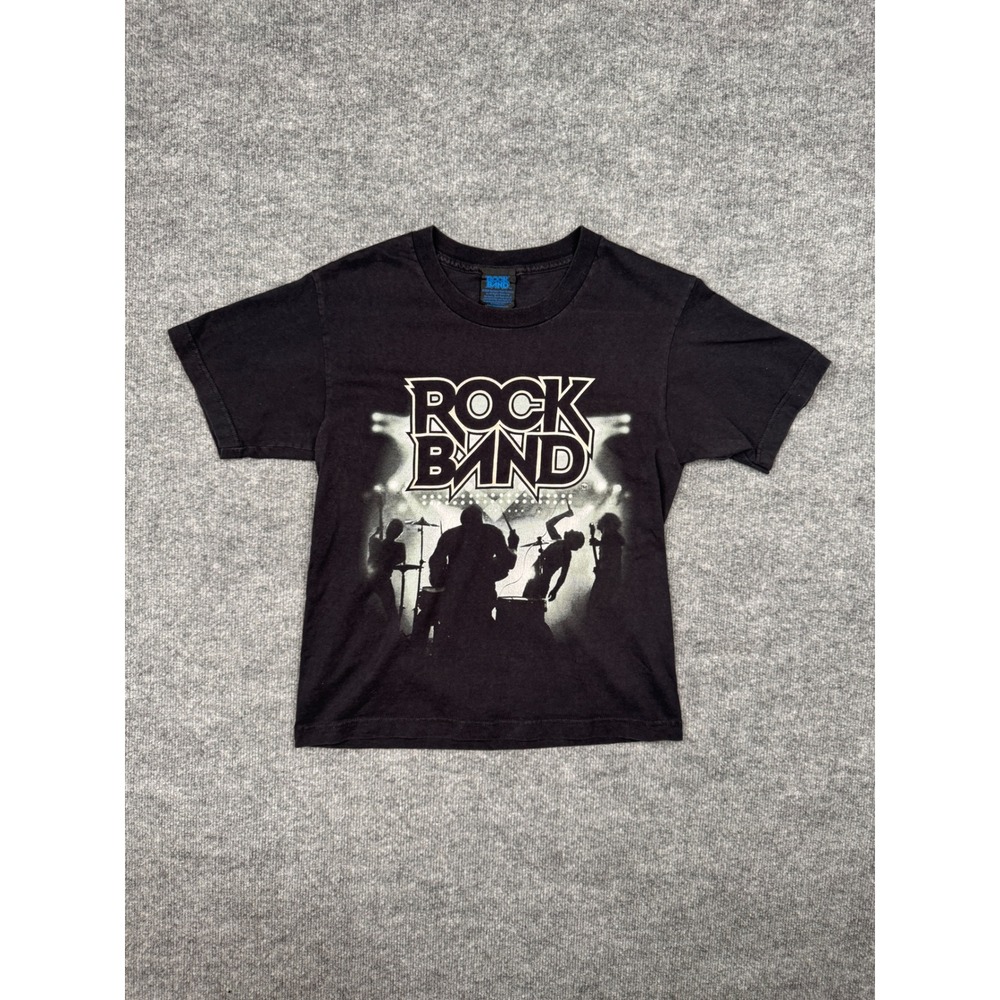 Rock Band 2008 Video Game Promo Kids 14/16 Concert Silhouette Graphic Tee‎